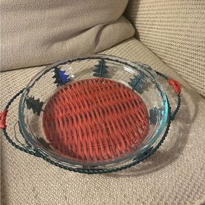 Vintage 9.5 Pyrex Pie Plate Limited Edition 2 Piece Serveware Christmas